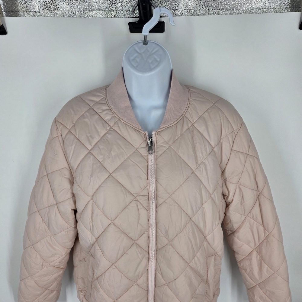 Alyned Together Quilted Reversible Bomber Jacket Pink Sherpa Lined Women’s Small - Picture 7 of 9